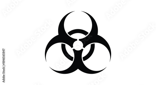 A striking black biohazard symbol against a white background a powerful warning silhouette