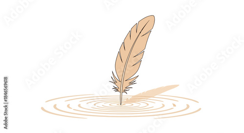 The gentle feather touch: A delicate illustration of impact and serenity on the water's surface