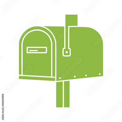 Green mailbox icon on white background