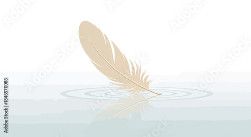 Feather's Gentle Touch: Ripples of Calm and Peace in Minimalist Illustration