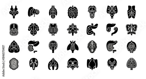 Collection of various abstract and artistic animal head designs in black and white