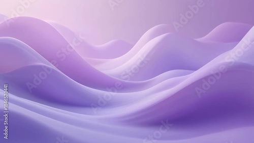 Abstract flowing waves of soft purple and lavender hues creating a serene and ethereal landscape.