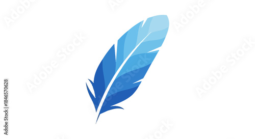 Elegant gradient blue feather illustration on a clean white backdrop emphasizing minimalist