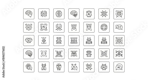 Collection of various symbols and icons in a grid layout, including geometric shapes, objects, and abstract designs