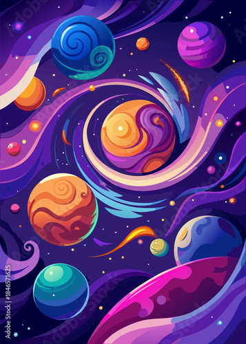 Cosmic Universe with Galaxies, Stars and Nebulae Space Art