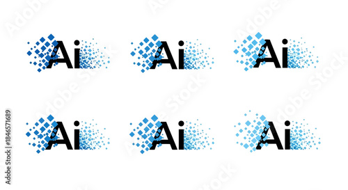 Modern artificial intelligence logo with blue dots and sleek design, representing advanced technology and innovation