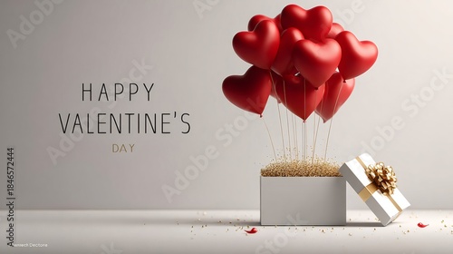Happy valentine's day greeting with heart balloons