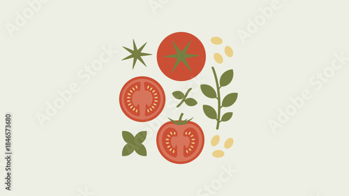 Fresh tomatoes and herbs for healthy eating and cooking