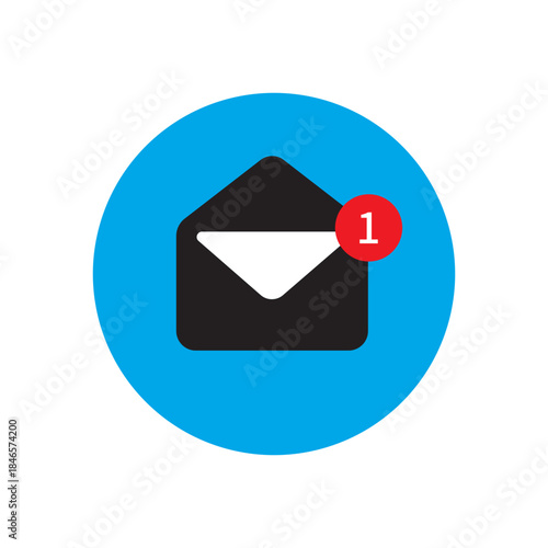 Cartoon blue bubble with email notice. flat simple style trend modern edm e-mail logotype graphic design isolate, concept of you've got mail and full inbox