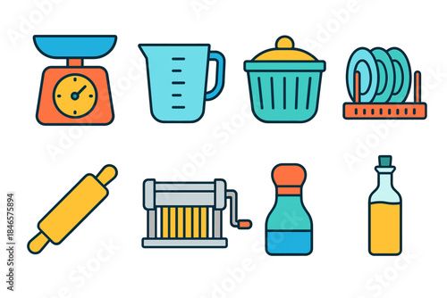 Kitchen Items Flat Icons Set