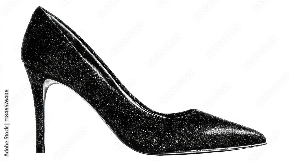 Obraz premium Black high heel shoe with glitter texture