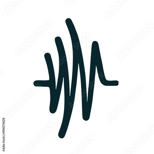 A hand drawn sound wave illustration, suitable for use as a design element in audio related projects, musical compositions, and waveform visualizations. Can be used as a logo.	