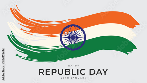 India Republic Day Flag Brush Stroke Background Poster.