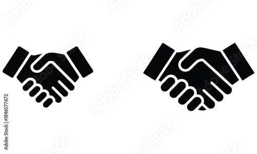 Handshake Silhouette Vector Icons Set for Business Partnership and Agreement
