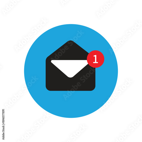 Cartoon blue bubble with email notice. flat simple style trend modern edm e-mail logotype graphic design isolate, concept of you've got mail and full inbox