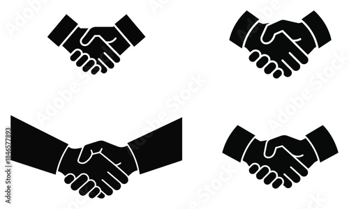 Handshake Silhouette Vector Icons Set for Business and Agreement Concept
