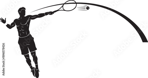 A dynamic Tennis Player Silhouettes collection featuring athletes in powerful action poses such as serving