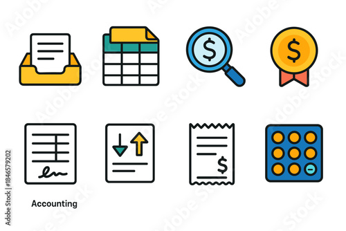 Accounting flat icons set