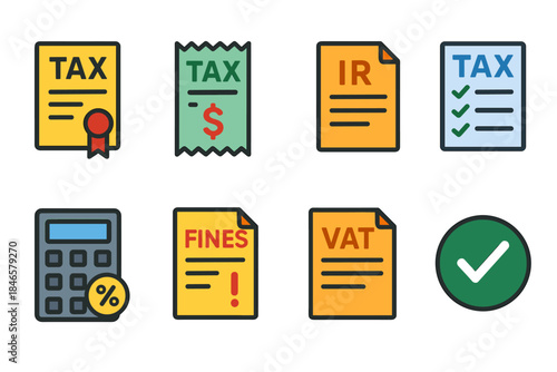 Taxation flat icons set
