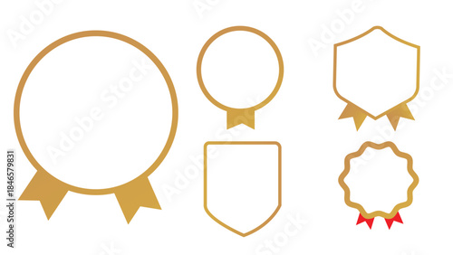 Gold Award Badges and Ribbons Set 2222 vector
