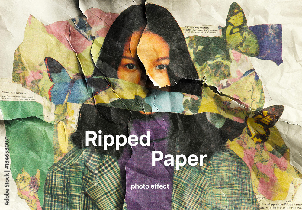 Ripped Paper Photo Effect Mockup Stock Template | Adobe Stock