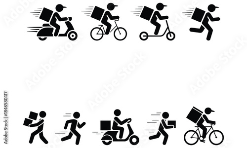 Delivery Courier and Transport Activity Vector Icons
