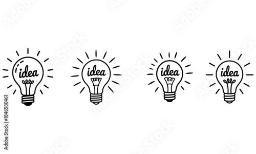 Creative Idea Light Bulb Sketch Vector Icons
