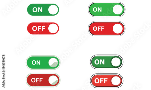 On Off Toggle Switch Button UI Vector Icons
