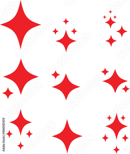 collection of red sparkle or shine icons. vector illustration 