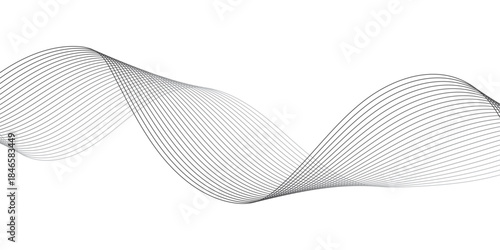 Abstract wavy lines pattern featuring smooth flowing curves in grayscale, forming a minimalist geometric design with overlapping strokes on a clean transparent background for modern digital art.