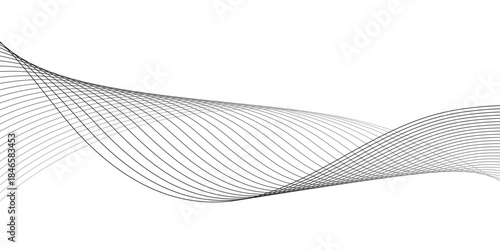 Abstract wavy lines pattern featuring smooth flowing curves in grayscale, forming a minimalist geometric design with overlapping strokes on a clean transparent background for modern digital art.