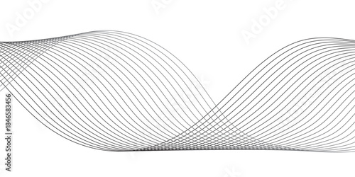 Abstract wavy lines pattern featuring smooth flowing curves in grayscale, forming a minimalist geometric design with overlapping strokes on a clean transparent background for modern digital art.