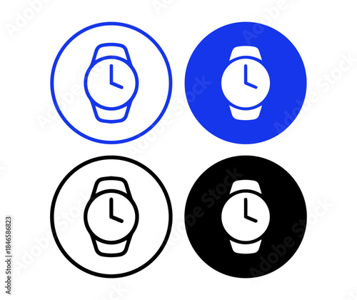 “watch icon set, minimal vector time symbol design”