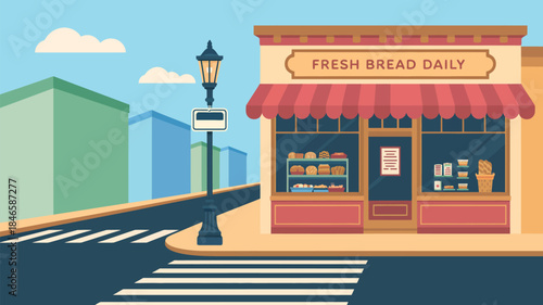 Charming bakery storefront with fresh bread display