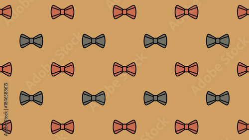 Vibrant bow tie pattern in red and gray on brown