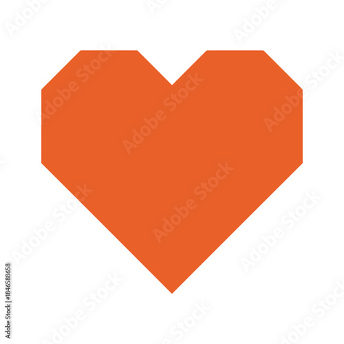 Orange geometric heart shape on white background