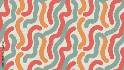 Vibrant wavy lines in red, orange, and green on cream