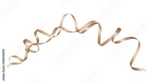 Isolated Gold Ribbon Strands Curving Downward for Festive Celebrations or Party Decoration