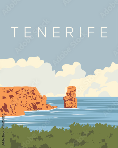 Tenerife travel poster, postcard, banner