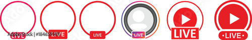 Live Streaming Icon set. Vector for streaming, live broadcast, blog, television, shows, live performances, news and various video content. Live broadcasting buttons and symbols. Vector illustration.