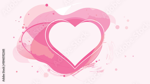 Glowing abstract heart shape with rosy pink hues and soft brush strokes on a light background