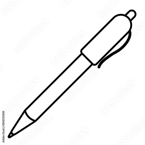 Black outline retractable ballpoint pen in bold black lines