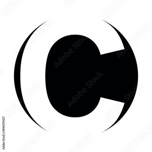 Letter C icon bold black sy...