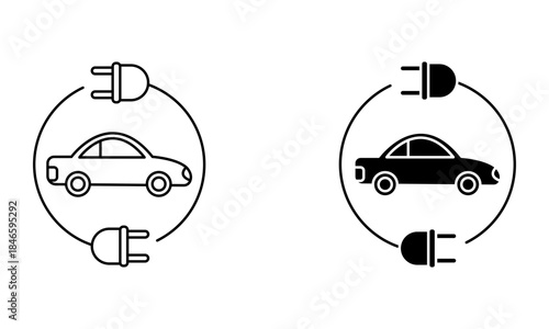 electric car charging with circular plugs icon vector