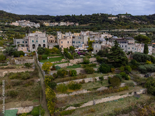 Aerial view of the beautiful town of Verezzi in Liguria