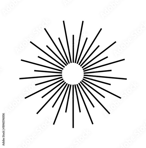 Sunburst Retro Dash Lines Radial Vector Illustration