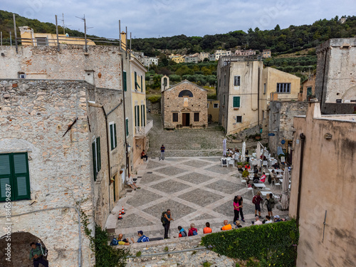 Aerial view of the beautiful town of Verezzi in Liguria