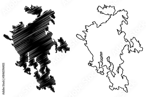 Kaurissalo island (Republic of Finland) map vector illustration, scribble sketch Kaurissalo map
