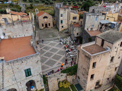 Aerial view of the beautiful town of Verezzi in Liguria