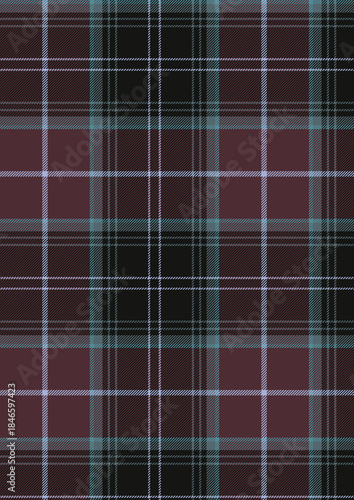 Seamless abstract blue and green tartan plaid pattern featuring a geometric checkered textile texture for a decorative vector fabric backdrop or wallpaper tile